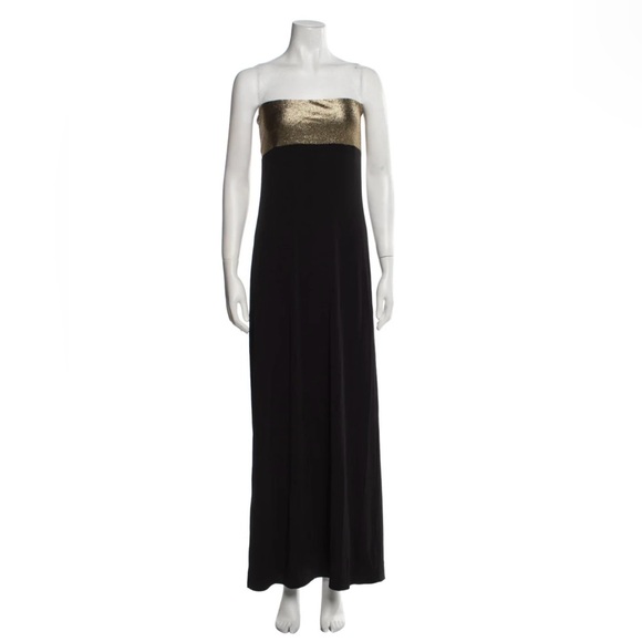MARIE FRANCE VAN DAMME Dresses & Skirts - MARIE FRANCE VAN DAMME Elegant Black and Metallic Gold Strapless Dress